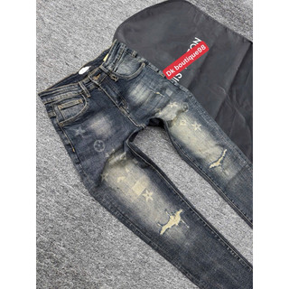 Quần Jean Nam xanh Wash Mài Form Skinny rách nhẹ có lót – Co Giãn Nhẹ, Lên Dáng Đẹp
