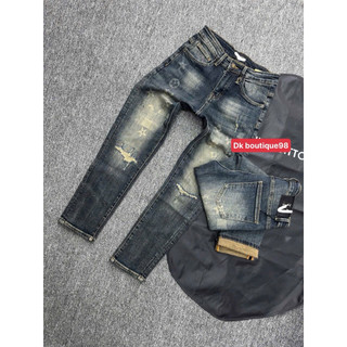 Quần Jean Nam xanh Wash Mài Form Skinny rách nhẹ có lót – Co Giãn Nhẹ, Lên Dáng Đẹp
