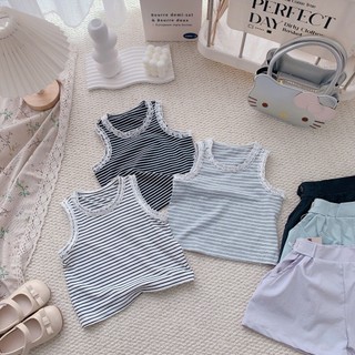 Áo hè trẻ em, Áo sát nách bé gái kẻ nhiều màu 9-26kg A579 Tiểu Yến KID