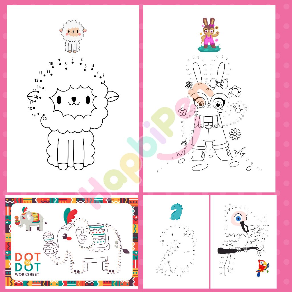 Tranh nối số và tô màu cho bé với 50 trang nhiều chủ đề động vật, tranh vẽ, khủng long SHL001