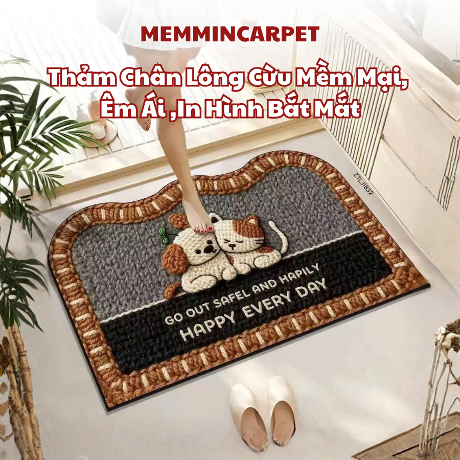 Thảm Chân Lông Cừu 40x60,Thảm Chống Trơn Trượt Hot Hit Với Thiết Kế Họa Tiết Cực Bắt Mắt - MemminCarpet