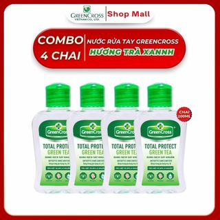 Combo 4 Chai Nước Rửa Tay Khô Green Cross 100ml TOTAL PROTECT – Sạch Nhanh Diệt Khuẩn 99.9%