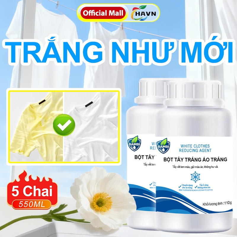 Bột Tẩy Trắng Quần Áo Thần Thánh, Bột tẩy trắng áo trắng,  An Toàn Không Phai MàuLàm Sạch Sâu, Bột tẩy vết bẩn đa năng