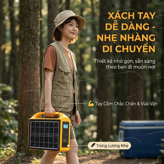 Trạm Sạc Dự Phòng Di Động 3B Tích Hợp Pin Mặt Trời, Trạm Sạc Dự Phòng Đa Năng 220V/USB Cắm Trại, Đèn LED Chống Cháy