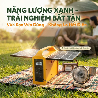 Trạm Sạc Dự Phòng Di Động 3B Tích Hợp Pin Mặt Trời, Trạm Sạc Dự Phòng Đa Năng 220V/USB Cắm Trại, Đèn LED Chống Cháy
