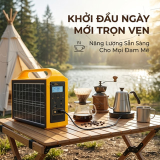 Trạm Sạc Dự Phòng Di Động 3B Tích Hợp Pin Mặt Trời, Trạm Sạc Dự Phòng Đa Năng 220V/USB Cắm Trại, Đèn LED Chống Cháy