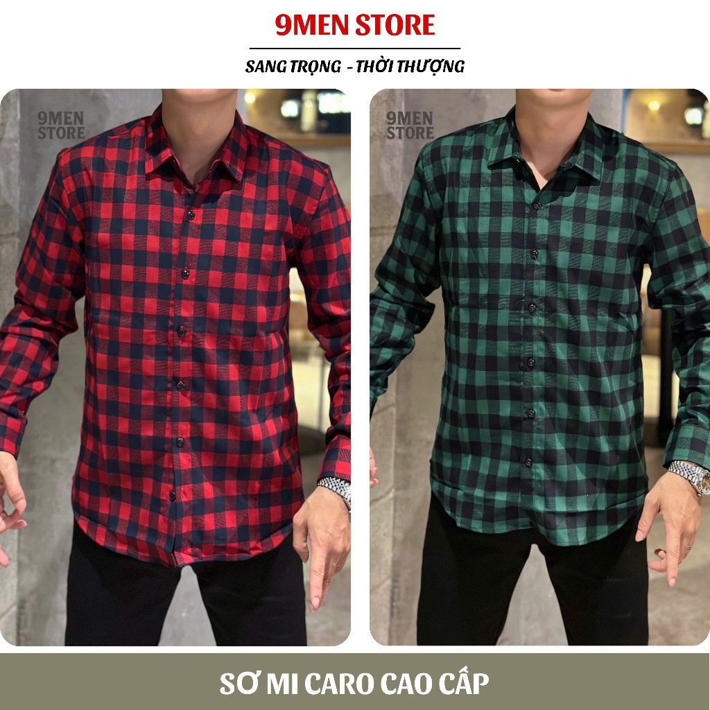 Sơ Mi Tay Dài Nam Cao Cấp Họa Tiết Caro Hình Thêu Mạnh Mẽ Phong Cách Đường Phố Menswear 0611