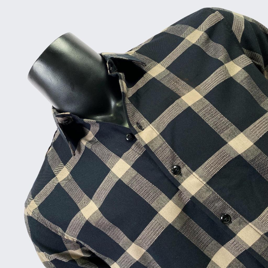 Sơ Mi Tay Dài Nam Cao Cấp Họa Tiết Caro Hình Thêu Mạnh Mẽ Phong Cách Đường Phố Menswear 0611