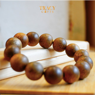 Vòng tay trầm hương hạt tròn “Minh Trí Tài Lộc” TRACY GIFTS, tuổi 10 năm phong thủy may mắn quà tặng