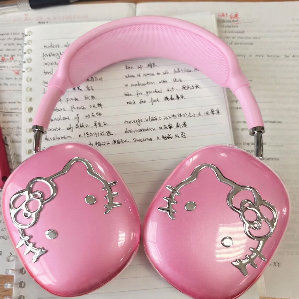 Nhãn dán Hello Kitty 3D Cao cấp Mạ Nhũ Bạc cho máy tính, tai nghe, xe điện, ô tô kích thước 9x7cm