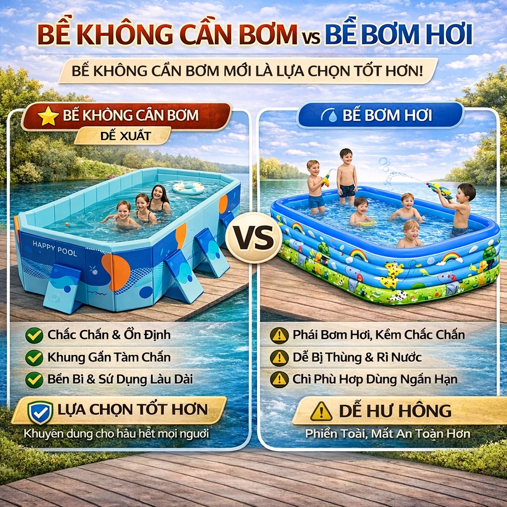 bể bơi tại nhà Bể bơi gia đình loại lớn có thể gấp gọn không cần bơm hơi Dành cho 1-10 người