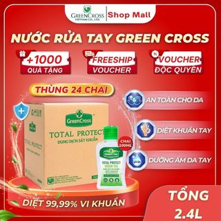 Thùng 24 Chai Nước Rửa Tay Khô Green Cross 100ml TOTAL PROTECT – Sạch Nhanh Diệt Khuẩn 99.9%