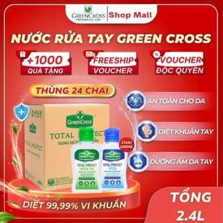 Thùng 24 Chai Nước Rửa Tay Khô Green Cross 100ml TOTAL PROTECT – Sạch Nhanh Diệt Khuẩn 99.9%