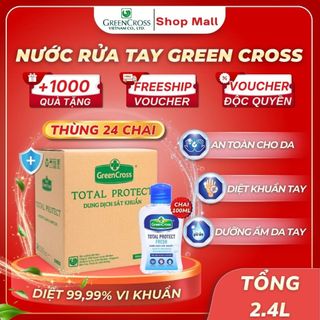 Thùng 24 Chai Nước Rửa Tay Khô Green Cross 100ml TOTAL PROTECT – Sạch Nhanh Diệt Khuẩn 99.9%