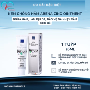 Kem Chống Hăm Abena Zinc Ointment 15ml – Ngừa Hăm, Làm Dịu Da, Bảo Vệ Da Nhạy Cảm Cho Bé