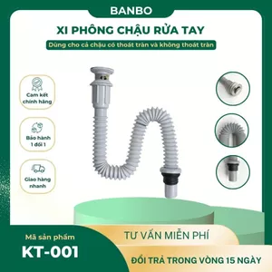 Xifong chậu rửa tay xả nhấn mặt inox BANBO ngăn mùi hôi, có chống tràn, ngăn mùi, ngăn trào ngược KT-001