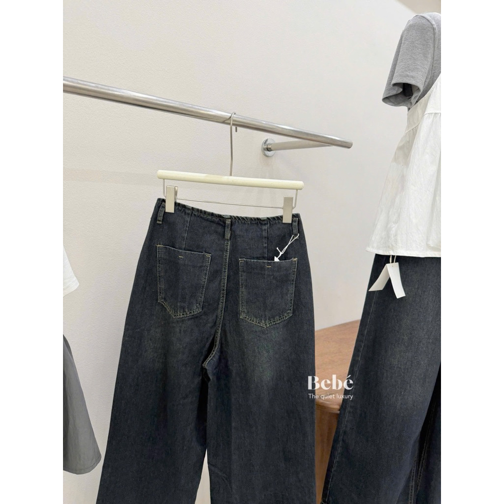 Quần suông denim tone đậm