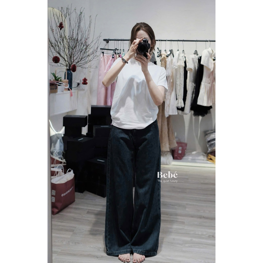 Quần suông denim tone đậm