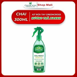 Chai Xịt Rửa Tay Khô Green Cross 300ml TOTAL PROTECT - Diệt Khuẩn 99.9% - Hương Trà Xanh