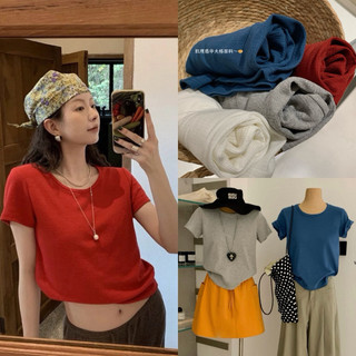 𝐏𝐡𝐢𝐞𝐧 𝐖𝐆𝐖𝐄 | (Sẵn) w9327 Áo Thun Trơn Cổ Tròn Mùa Hè Cộc Tay 4 Màu