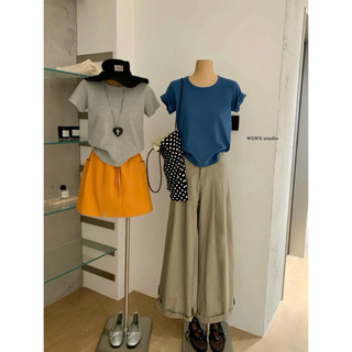 𝐏𝐡𝐢𝐞𝐧 𝐖𝐆𝐖𝐄 | (Sẵn) w9327 Áo Thun Trơn Cổ Tròn Mùa Hè Cộc Tay 4 Màu