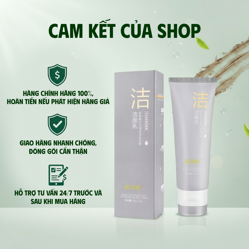 Sữa Rửa Mặt Bùn Khoáng Nishini 100ml - Làm Sạch Sâu, Kiểm Soát Dầu, Hỗ Trợ Giảm Mụn, Dưỡng Ẩm, Da Sáng Mịn