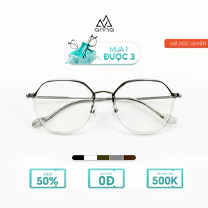 Gọng kính mắt thời trang ANNA nam dáng đa giác chất liệu nhựa mix kim loại cao cấp AN228079