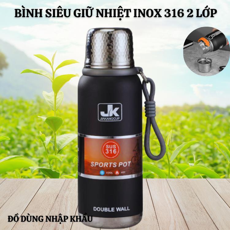 Bình siêu giữ nhệt 24h Inox 316 dung tích 1000ml nắp đậy làm cốc uống nước thông minh-Hàng nội địa trung siêu bền