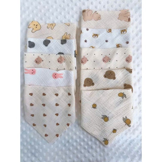 Combo 5-10 chiếc Yếm Tam Giác Xô Muslin Hàn 4 lớp cao cấp siêu đẹp cho bé