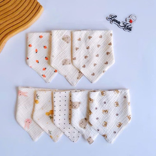 Combo 5-10 chiếc Yếm Tam Giác Xô Muslin Hàn 4 lớp cao cấp siêu đẹp cho bé