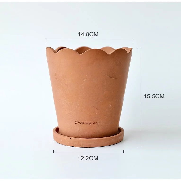 [Mới] Chậu Xi Măng Phong Cách Bắc Âu Có Khay Lót- chậu trồng Cây Cảnh, Sen Đá, Lan, xương rồng, decor