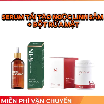Combo sạch mụn nám Ngọc Linh Sâm - serum thảo dược tái tạo da và bột rửa mặt Ngọc Linh Sâm