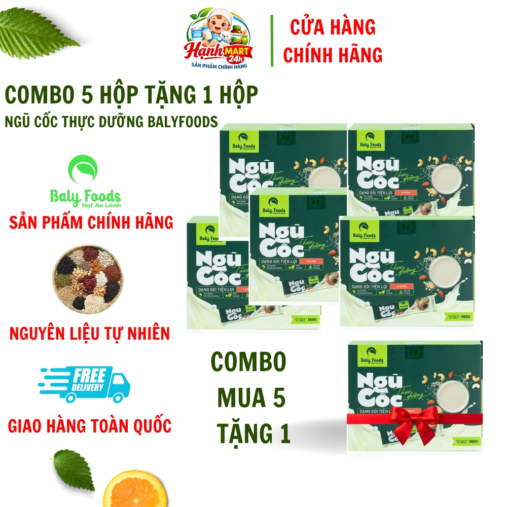 [Combo Mua 5 Tặng 1] Sữa Hạt Ngũ Cốc Thực Dưỡng BalyFoods Hộp 20 Gói Tiện Lợi Có Đường