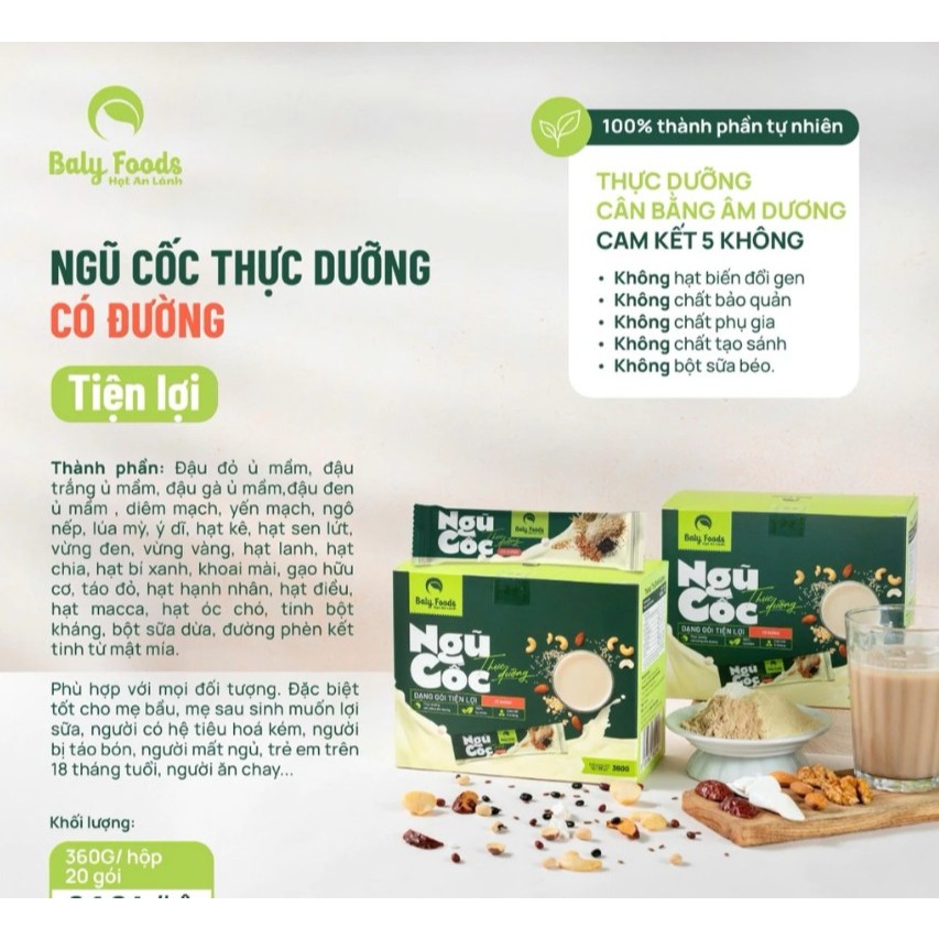 [Combo Mua 5 Tặng 1] Sữa Hạt Ngũ Cốc Thực Dưỡng BalyFoods Hộp 20 Gói Tiện Lợi Có Đường