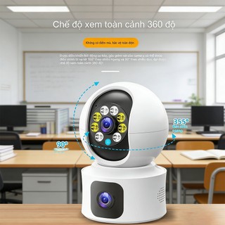 camera 360 độ Hai Mắt Wifi - Nhìn Đêm Màu, AI Tracking,  Nói Chuyện Từ Xa, Giám Sát Nhà & Văn Phòng