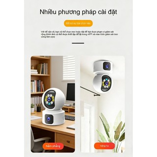 camera 360 độ Hai Mắt Wifi - Nhìn Đêm Màu, AI Tracking,  Nói Chuyện Từ Xa, Giám Sát Nhà & Văn Phòng