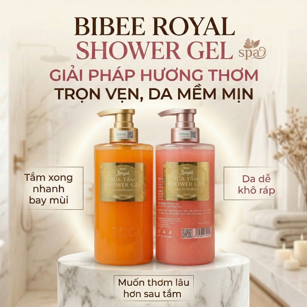 Sữa Tắm Royal Bibee 500ml Sữa Tắm Hương Thơm Ngọt Ngào, Làm Sạch, Chăm Sóc Da Hằng Ngày