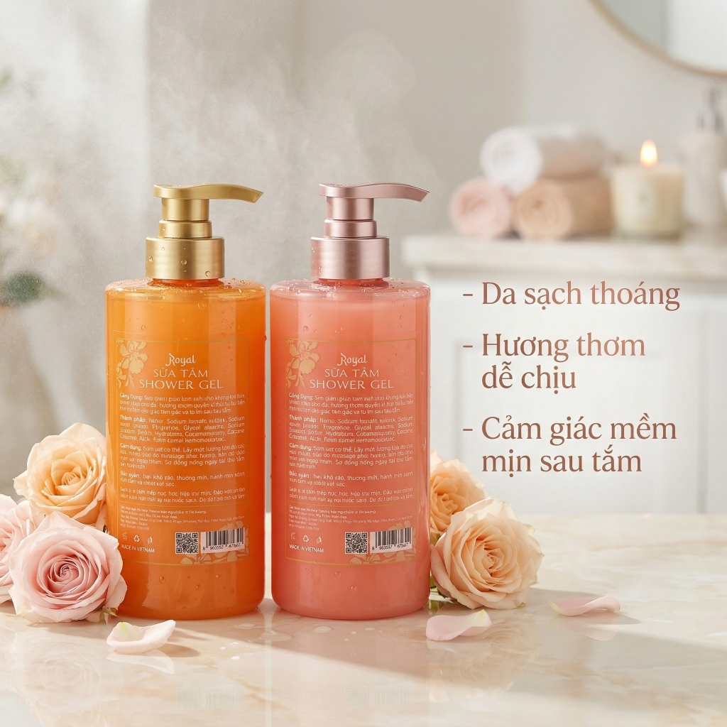 Sữa Tắm Royal Bibee 500ml Sữa Tắm Hương Thơm Ngọt Ngào, Làm Sạch, Chăm Sóc Da Hằng Ngày