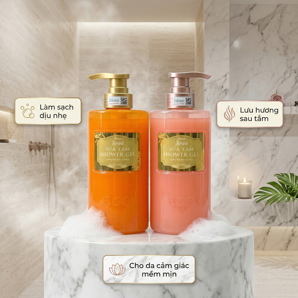 Sữa Tắm Royal Bibee 500ml Sữa Tắm Hương Thơm Ngọt Ngào, Làm Sạch, Chăm Sóc Da Hằng Ngày