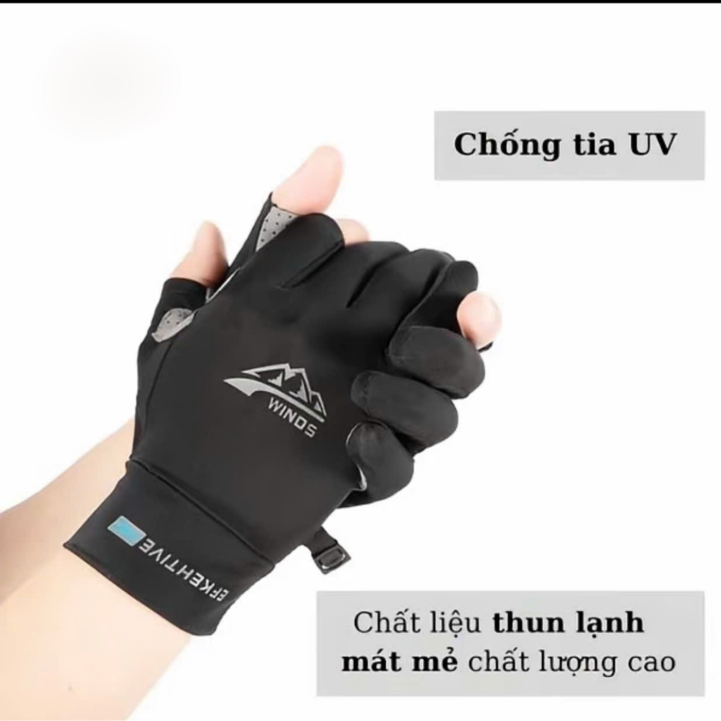 Găng tay chống nắng UPF50+ và tia UV bằng lụa lạnh thoáng khí chống trượt cho Nam và Nữ