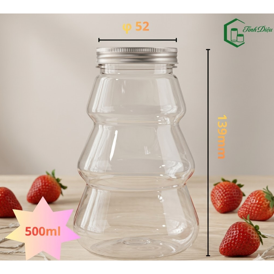 [Sỉ Tận Xưởng] Set 25 Chai Nhựa PET Hình Thú Trong Dày 500ml Nắp Nhôm Đựng Trà Sữa Nước Ép Cafe Sữa