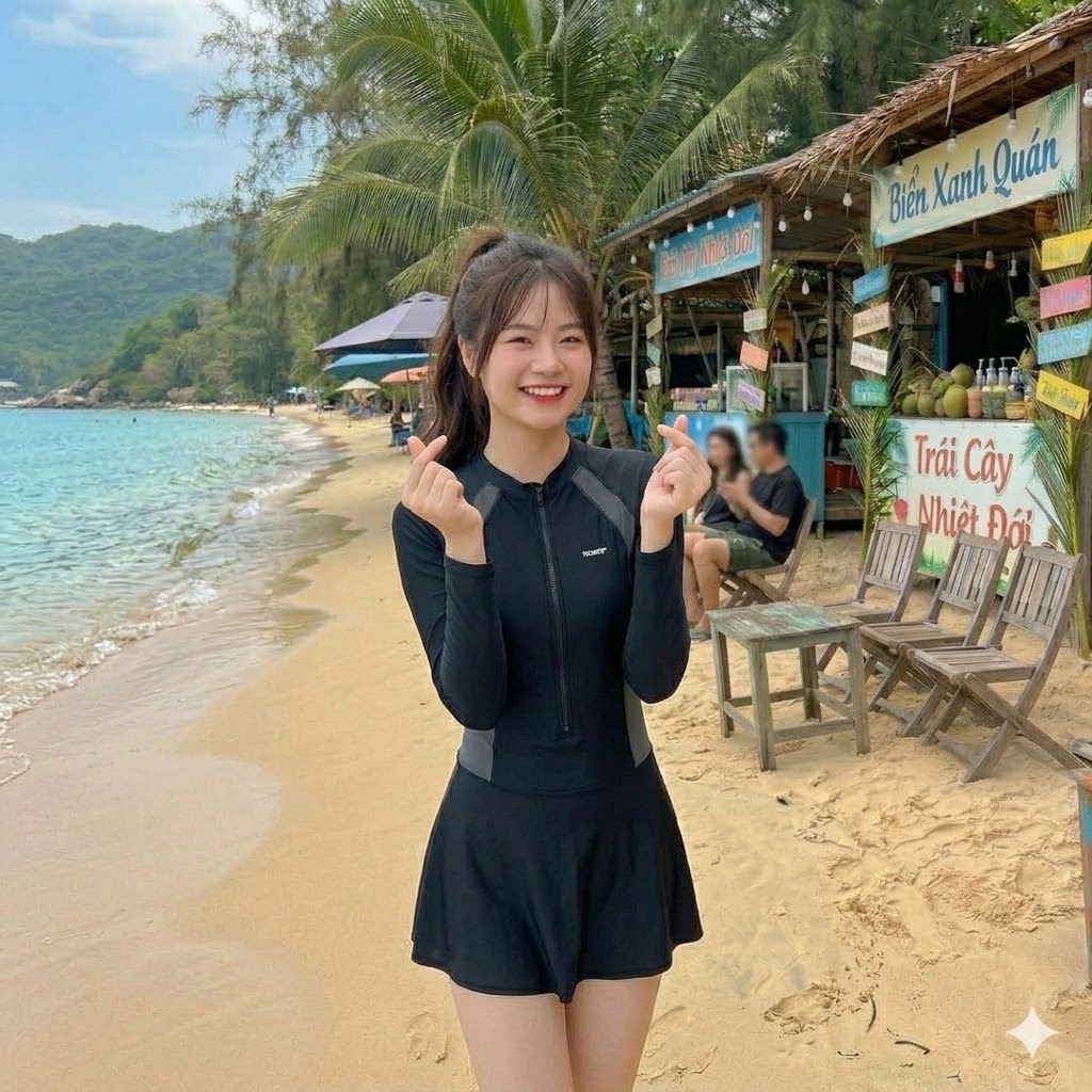 Đồ bơi nữ dài tay liền váy bộ đồ bơi cho mẹ và bé có đồ bảo vệ ngực ,size40kg tới 68kg