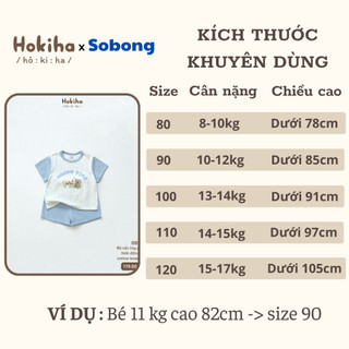 Bộ quần áo phối màu mùa hè in hình đáng yêu Hokiha vải cotton mềm mại, thoáng mát cho bé từ 8-17kg BB33