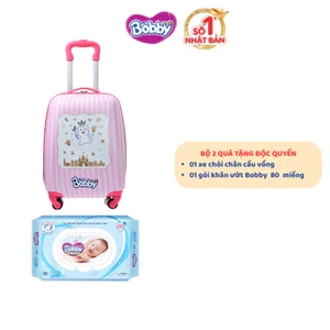 - Combo 02 quà: 01 Vali 16 inch cho bé & 01 Gói Khăn ướt Bobby 80 miếng Xanh