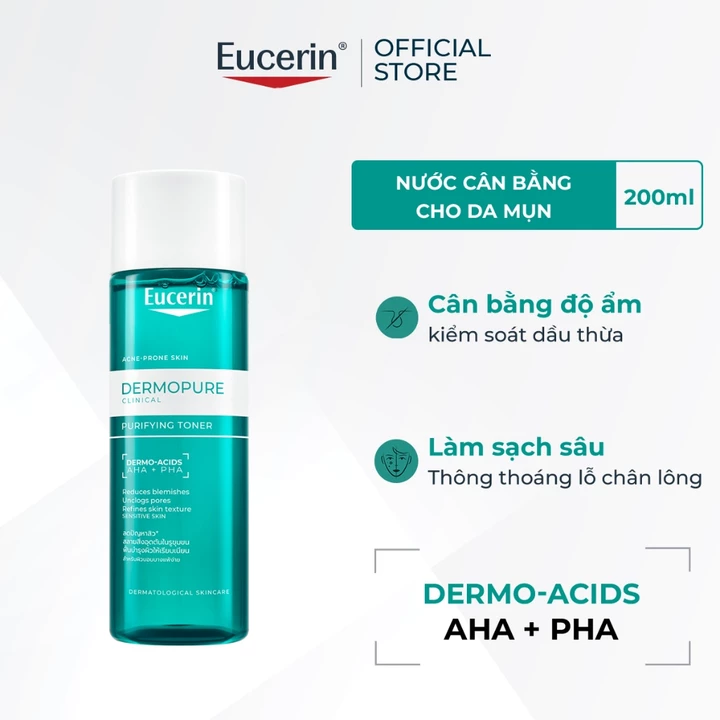 Nước hoa hồng cho da nhờn mụn Eucerin® DermoPure Purifying Toner 200ml | Toner da dầu mụn | Skincare