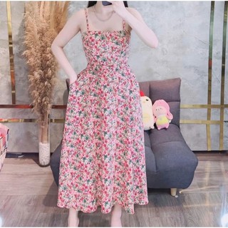 Đầm Nữ 2 Dây Họa Tiết Hoa Nhí, Váy Hai Dây Tùng Xòe Có Cúp Ngực Mặc Nhà Đi Biển VD04 - BEEKIDS