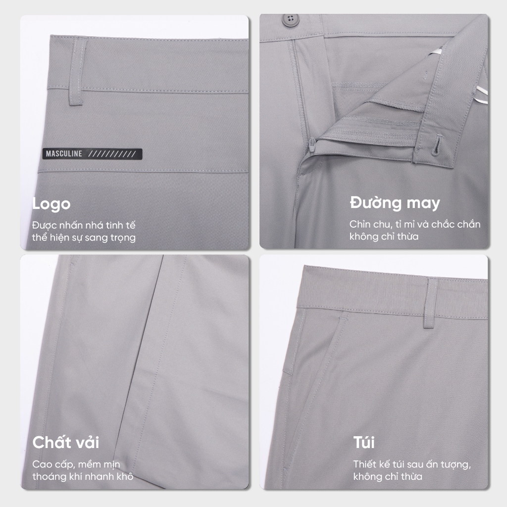 Quần short gió nam MASCULINE MSG600 - Form regular fit chất liệu polyester nhẹ thoáng mát