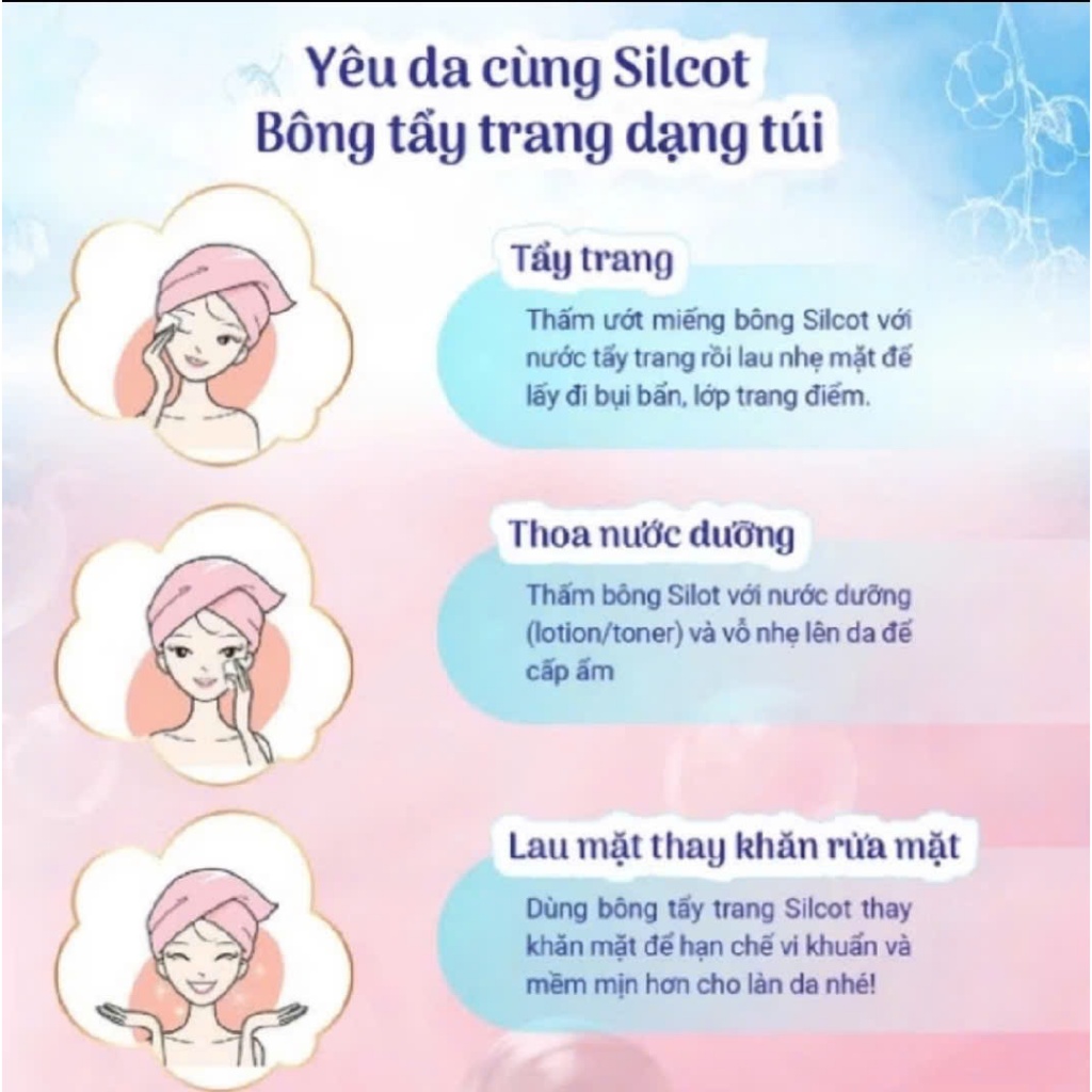 [Combo 2/4 hộp] Bông trang điểm (bông tẩy trang) Silcot 82 miếng/hộp