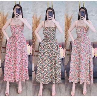 Đầm Nữ 2 Dây Họa Tiết Hoa Nhí, Váy Hai Dây Tùng Xòe Có Cúp Ngực Mặc Nhà Đi Biển VD04 - BEEKIDS
