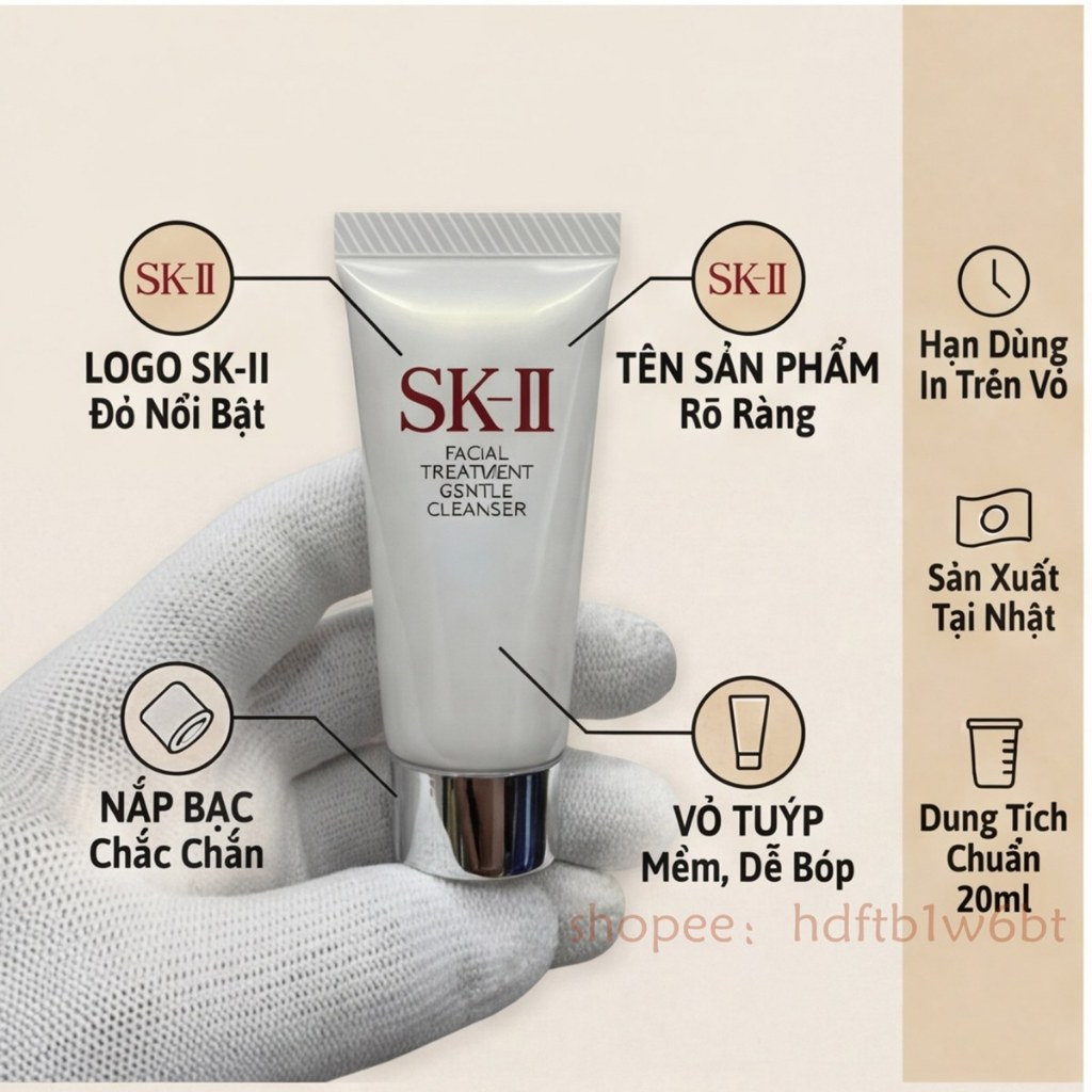 【Còn hàng】SK-II SK2 Sữa rửa mặt dịu nhẹ20g Sữa rửa mặt Chăm Sóc Da bha/aha se khít lỗ chânlôngdịunhẹ
